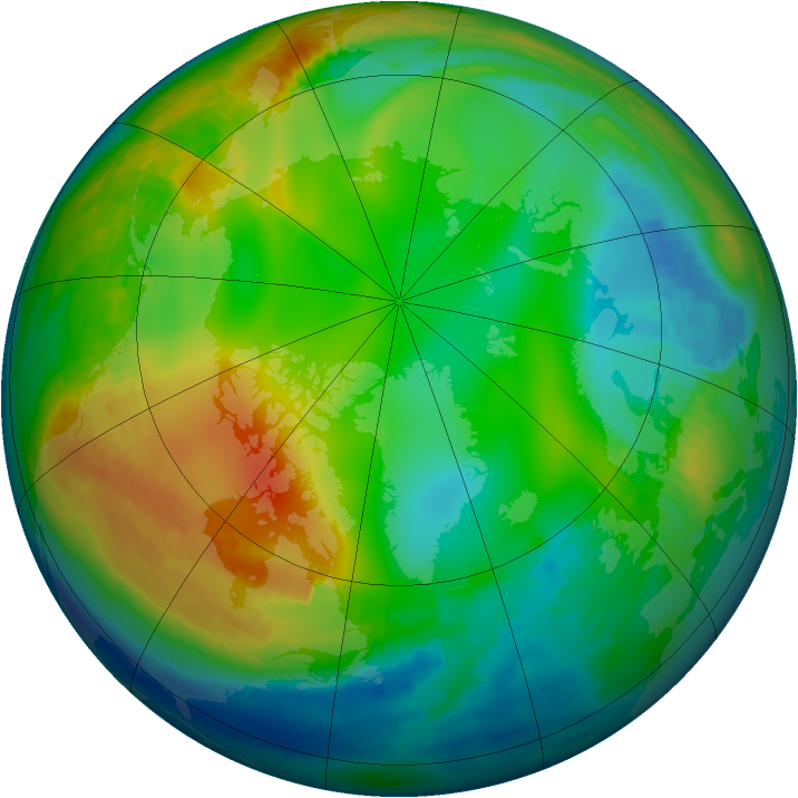 Arctic ozone map for 19 December 1990